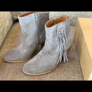 HOWSTY GREY SUEDE BOOTS WITH FRINGE SIZE 38